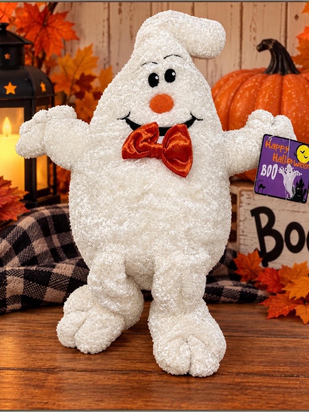 Vintage 2002 Kids of America Happy Halloween BOO Ghost Plush 15” w/ Tag White